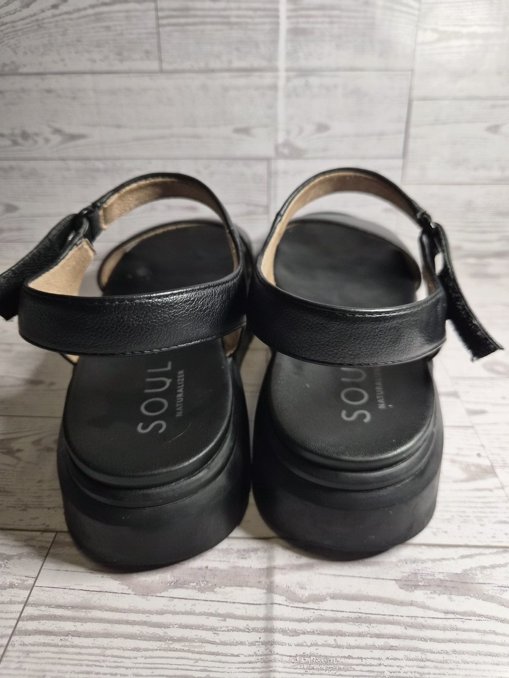SOUL Naturalizer Poppy Black Chunky Platform Sandals with Ankle Strap - Picture 6 of 10